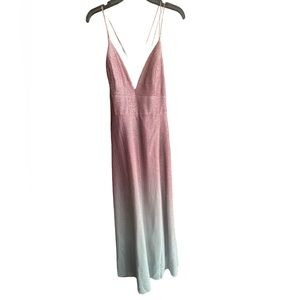 Pink and Silver Ombré Evening Gown